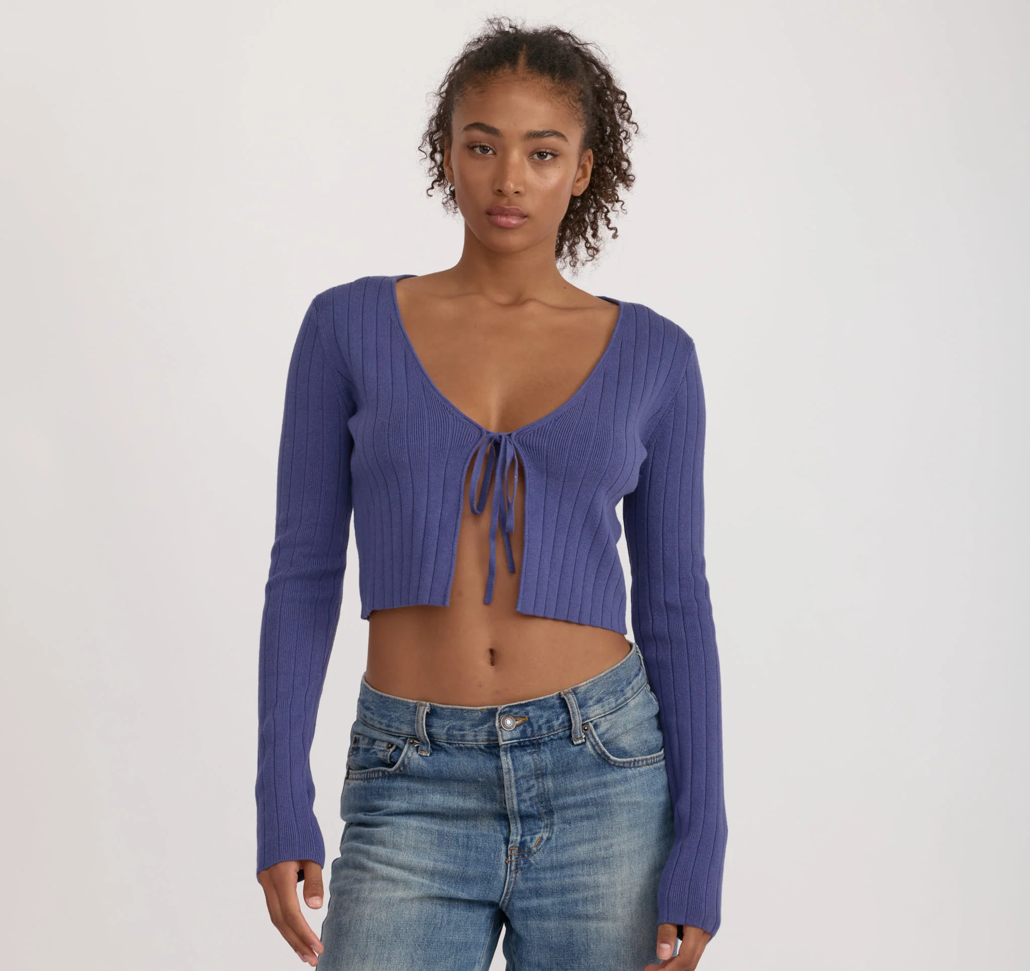 Soft Knit Rib Tie Cardigan