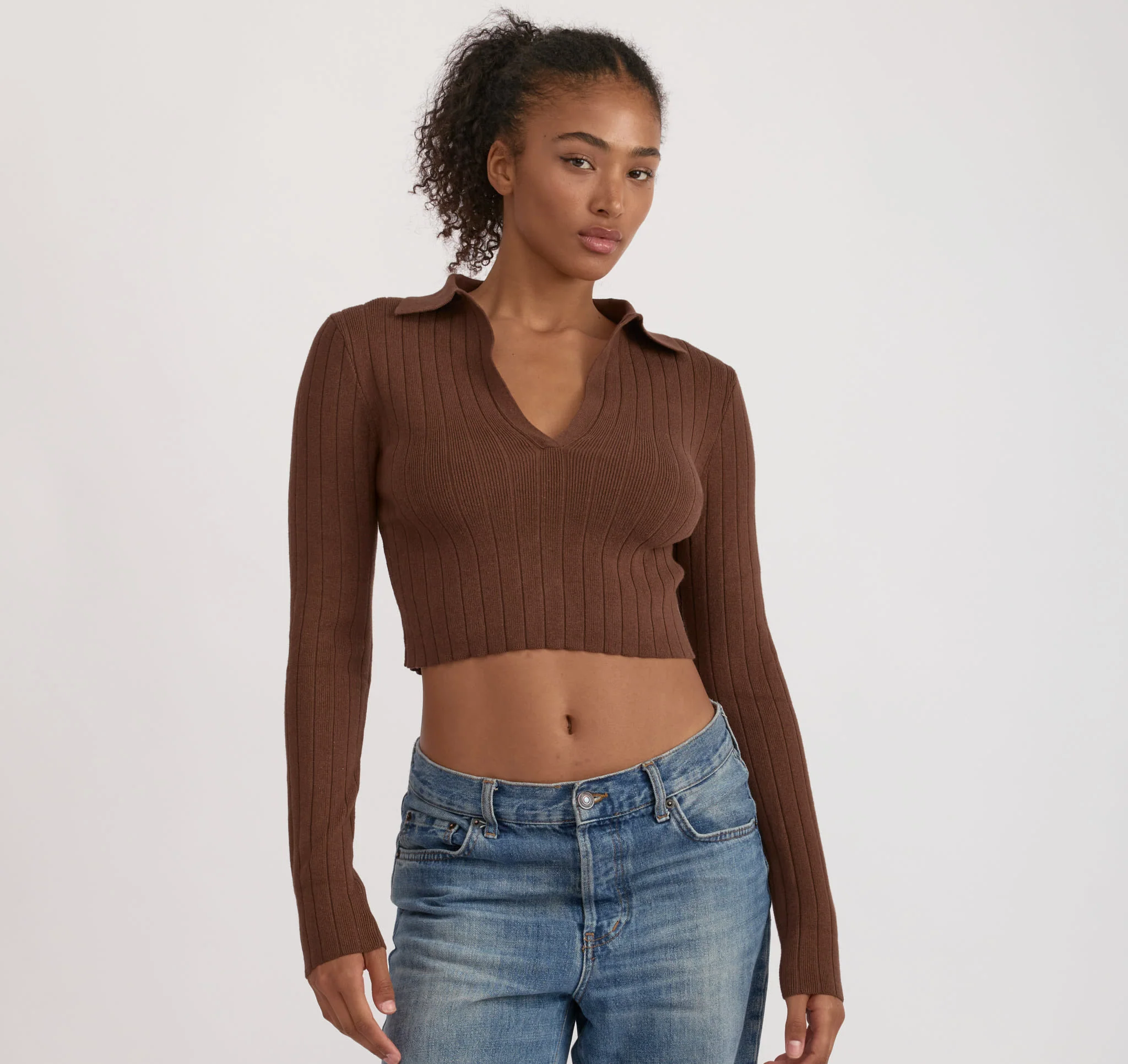 Soft Knit Rib V-Neck Polo